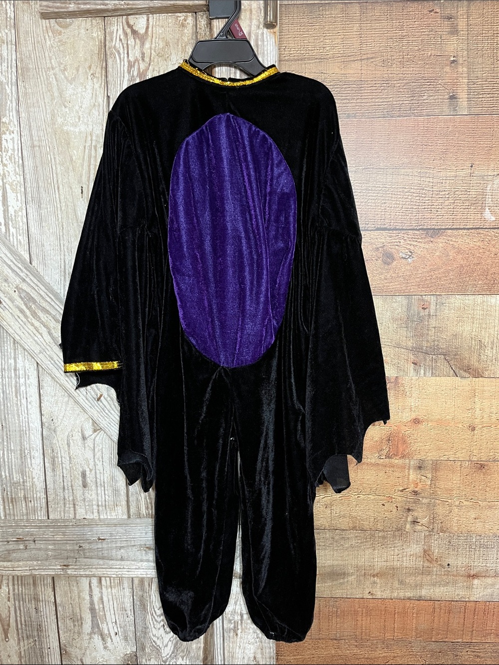 Kids Black Velvet-Style Costume with Purple Panel and Gold Trim